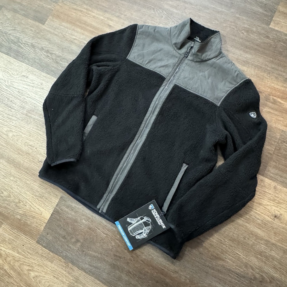 NWT Kuhl Konfluence Fleece Jacket Men's Sz L‎ Black Gray Outdoors Gorpcore